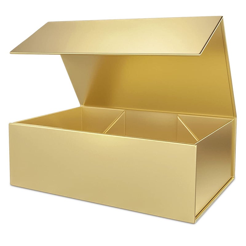 ROSTELACK Gold Gift Box 10 "" x 6 "" x 3 "" with Magnetic Closure Lid Gift Box for Presents Bridesmaid Gifts Box Cute Box Birthday Gift box Luxury for Gift Packaging  Magnetic Gift Box for Wrapping Gifts (Gold) - Image 1